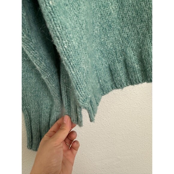 ISCHIKO Wool Alpaca Knit Cardigan V-Neck Blue Green Romania Women's Small (1) - Picture 10 of 12